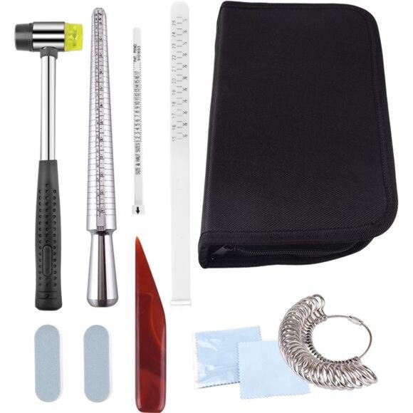 KUUQA Ring Sizer Measuring Tool Set Includes Ring Sizer Gauge, Ring Mandrel, - Picture 2 of 8